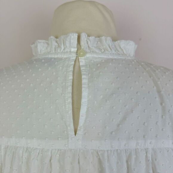 LOFT blouse | white cotton polka dot embroidered | country | white | medium - Picture 6 of 8